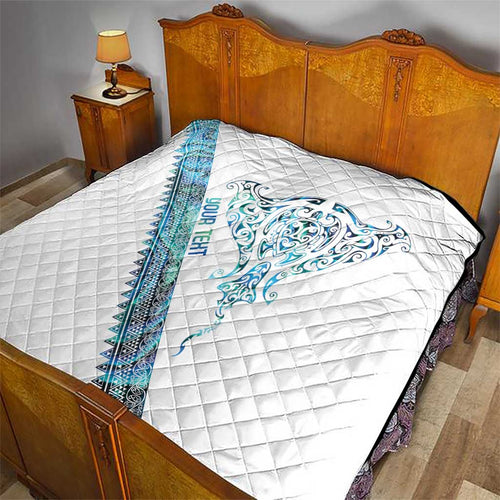 Kahui Whetu Paua shell Kowhaiwhai Taniko Personalised Quilt Manta Ray Shark-Turtle Maori Tribal Style