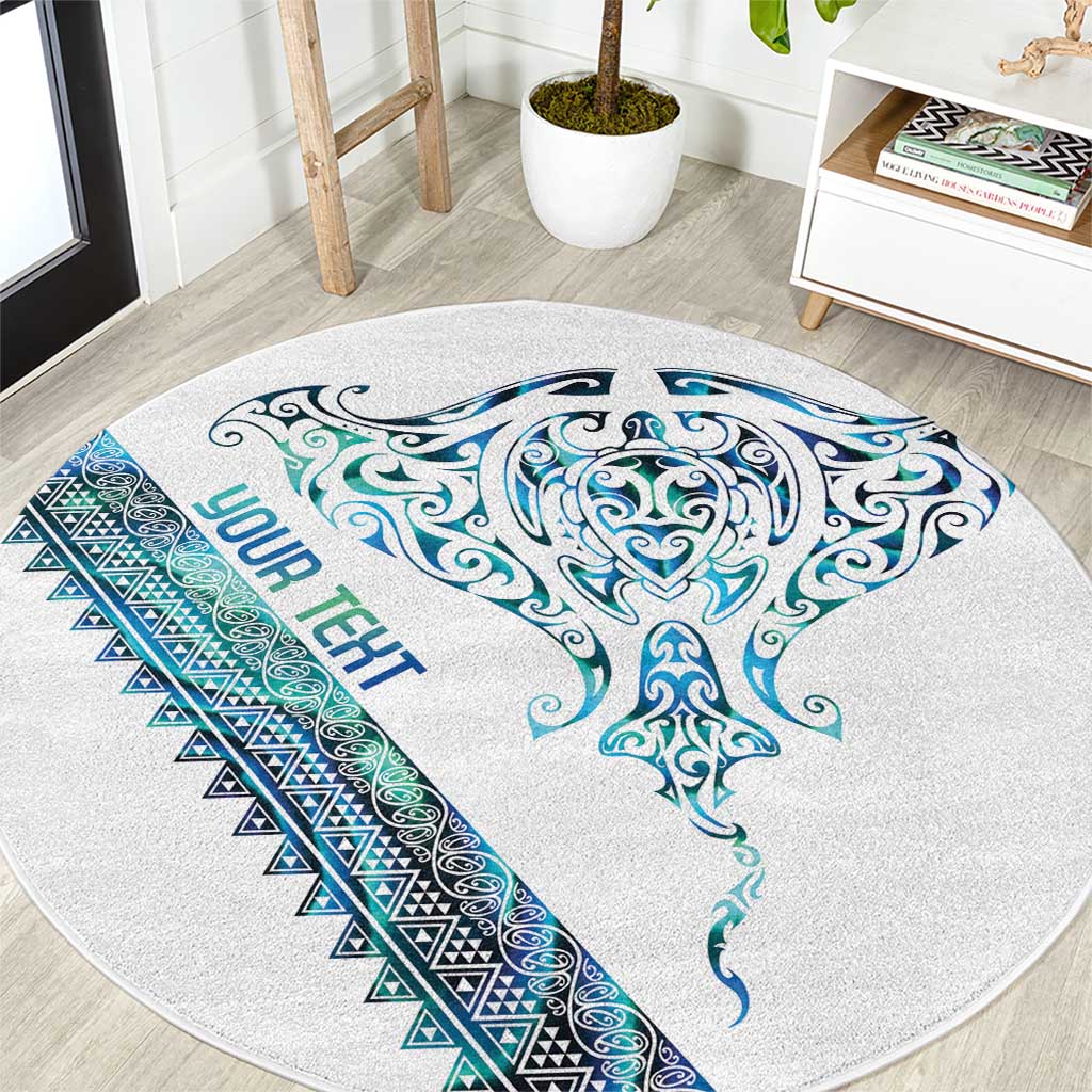 Kahui Whetu Paua shell Kowhaiwhai Taniko Personalised Round Carpet Manta Ray Shark-Turtle Maori Tribal Style