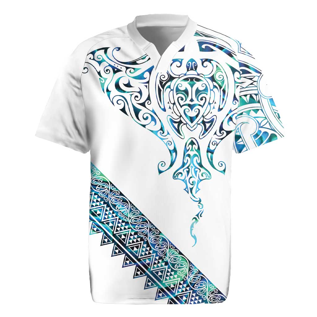 Kahui Whetu Paua shell Kowhaiwhai Taniko Personalised Rugby Jersey Manta Ray Shark-Turtle Maori Tribal Style