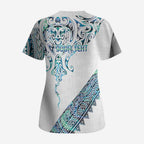 Kahui Whetu Paua shell Kowhaiwhai Taniko Personalised Scrub Top Manta Ray Shark-Turtle Maori Tribal Style