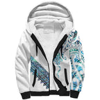 Kahui Whetu Paua shell Kowhaiwhai Taniko Personalised Sherpa Hoodie Manta Ray Shark-Turtle Maori Tribal Style