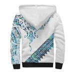 Kahui Whetu Paua shell Kowhaiwhai Taniko Personalised Sherpa Hoodie Manta Ray Shark-Turtle Maori Tribal Style