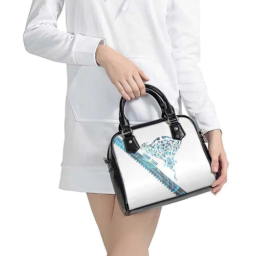 Kahui Whetu Paua shell Kowhaiwhai Taniko Personalised Shoulder Handbag Manta Ray Shark-Turtle Maori Tribal Style