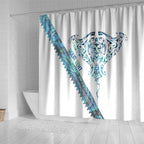 Kahui Whetu Paua shell Kowhaiwhai Taniko Personalised Shower Curtain Manta Ray Shark-Turtle Maori Tribal Style