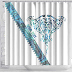 Kahui Whetu Paua shell Kowhaiwhai Taniko Personalised Shower Curtain Manta Ray Shark-Turtle Maori Tribal Style