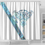 Kahui Whetu Paua shell Kowhaiwhai Taniko Personalised Shower Curtain Manta Ray Shark-Turtle Maori Tribal Style