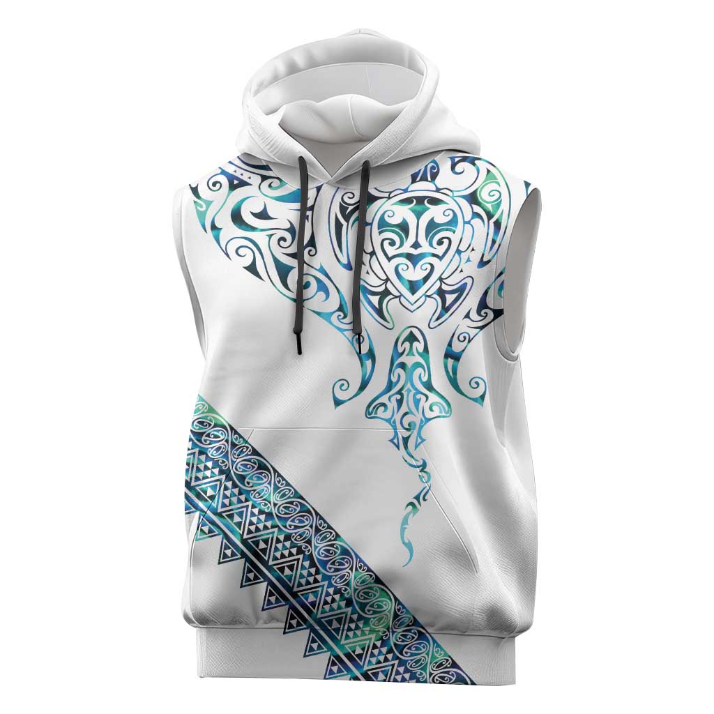 Kahui Whetu Paua shell Kowhaiwhai Taniko Personalised Sleeveless Hoodie Manta Ray Shark-Turtle Maori Tribal Style