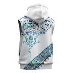Kahui Whetu Paua shell Kowhaiwhai Taniko Personalised Sleeveless Zip Hoodie Manta Ray Shark-Turtle Maori Tribal Style