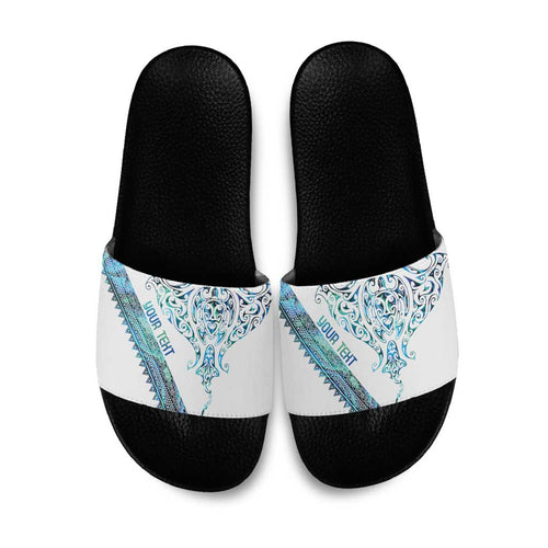 Kahui Whetu Paua shell Kowhaiwhai Taniko Personalised Slide Sandals Manta Ray Shark-Turtle Maori Tribal Style