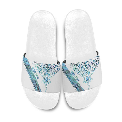 Kahui Whetu Paua shell Kowhaiwhai Taniko Personalised Slide Sandals Manta Ray Shark-Turtle Maori Tribal Style