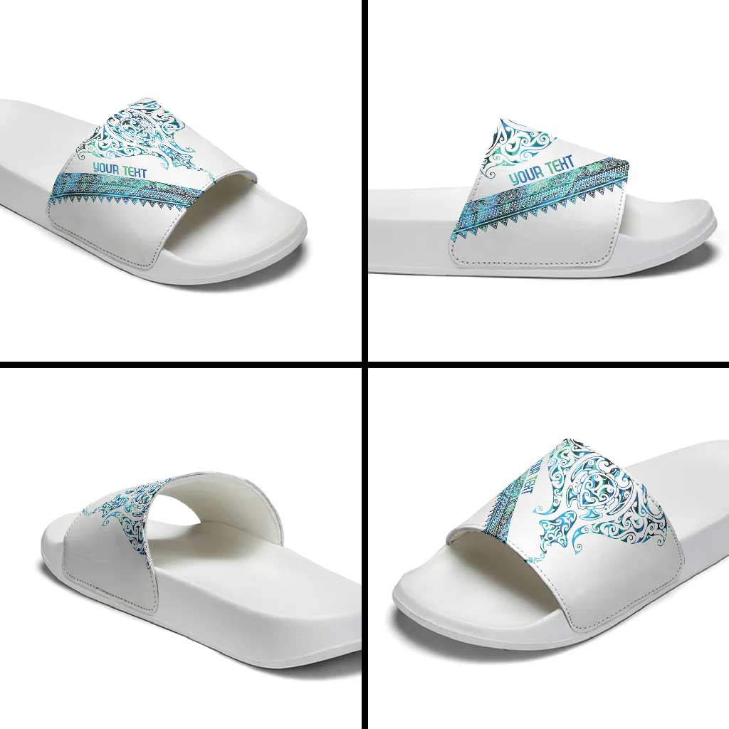 Kahui Whetu Paua shell Kowhaiwhai Taniko Personalised Slide Sandals Manta Ray Shark-Turtle Maori Tribal Style