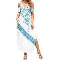 Kahui Whetu Paua shell Kowhaiwhai Taniko Personalised Summer Maxi Dress Manta Ray Shark-Turtle Maori Tribal Style