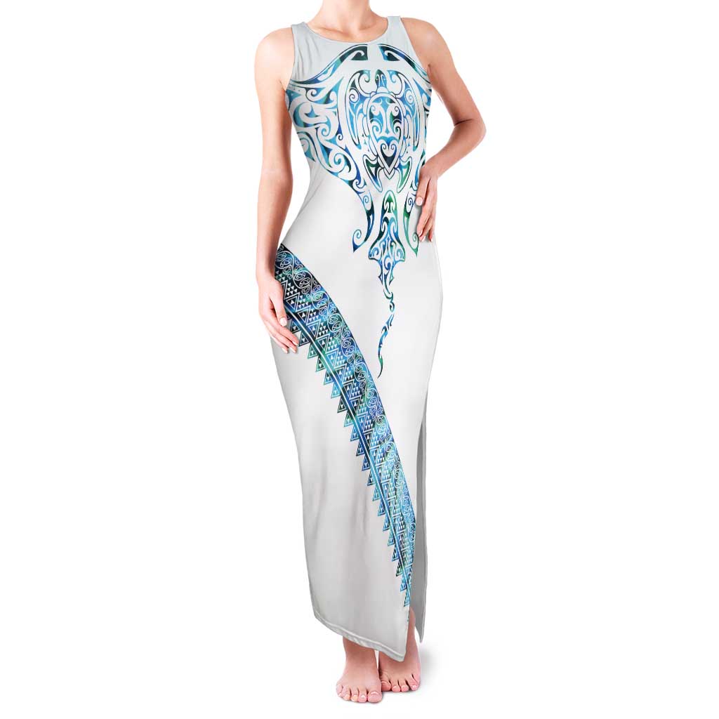 Kahui Whetu Paua shell Kowhaiwhai Taniko Personalised Tank Maxi Dress Manta Ray Shark-Turtle Maori Tribal Style