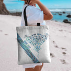 Kahui Whetu Paua shell Kowhaiwhai Taniko Personalised Tote Bag Manta Ray Shark-Turtle Maori Tribal Style