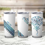 Kahui Whetu Paua shell Kowhaiwhai Taniko Personalised Tumbler Cup Manta Ray Shark-Turtle Maori Tribal Style
