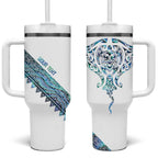 Kahui Whetu Paua shell Kowhaiwhai Taniko Personalised Tumbler With Handle Manta Ray Shark-Turtle Maori Tribal Style