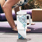 Kahui Whetu Paua shell Kowhaiwhai Taniko Personalised Tumbler With Handle Manta Ray Shark-Turtle Maori Tribal Style