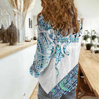 Kahui Whetu Paua shell Kowhaiwhai Taniko Personalised Women Casual Shirt Manta Ray Shark-Turtle Maori Tribal Style