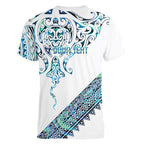 Kahui Whetu Paua shell Kowhaiwhai Taniko Personalised Women V-Neck T-Shirt Manta Ray Shark-Turtle Maori Tribal Style