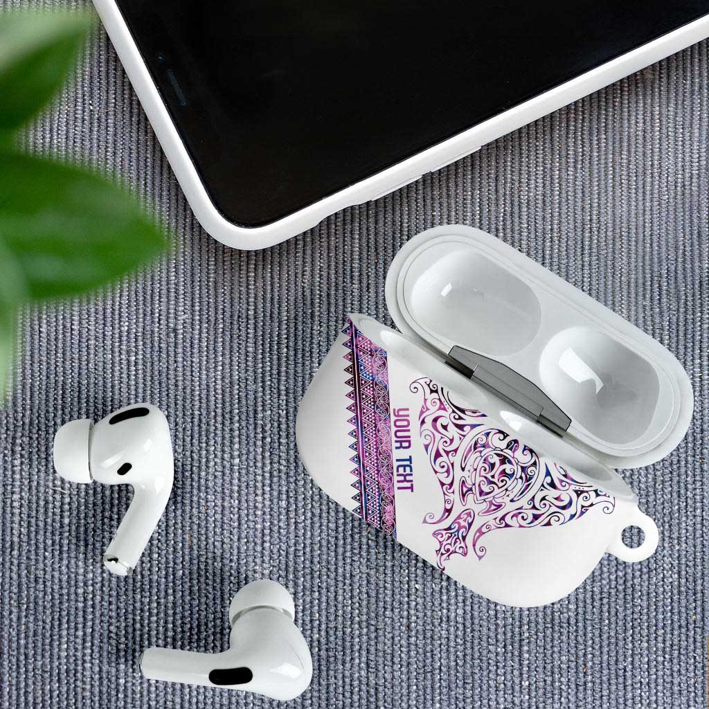 Mawhero Paua shell Kowhaiwhai Taniko Personalised AirPods Case Manta Ray Shark-Turtle Maori Tribal Style