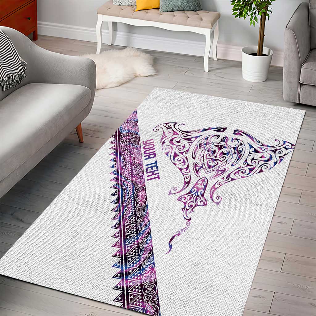 Mawhero Paua shell Kowhaiwhai Taniko Personalised Area Rug Manta Ray Shark-Turtle Maori Tribal Style