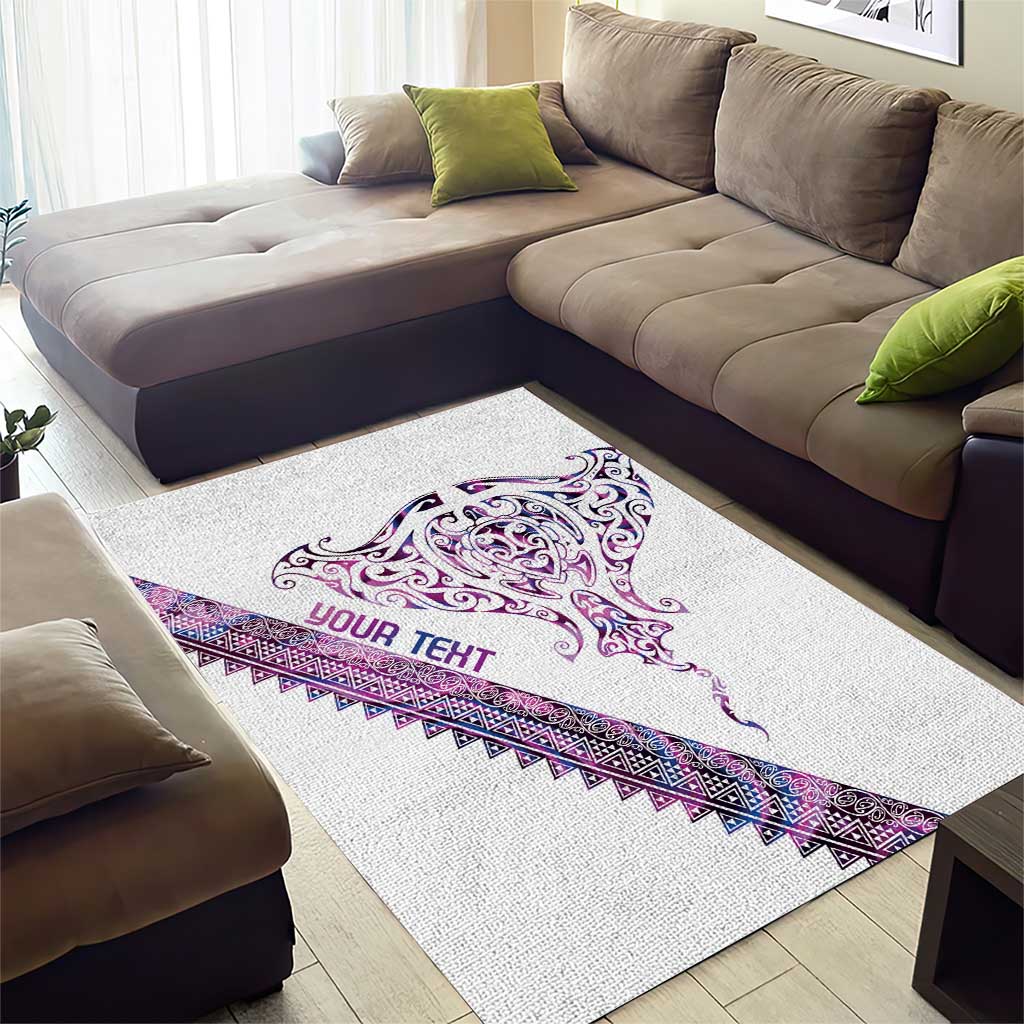 Mawhero Paua shell Kowhaiwhai Taniko Personalised Area Rug Manta Ray Shark-Turtle Maori Tribal Style