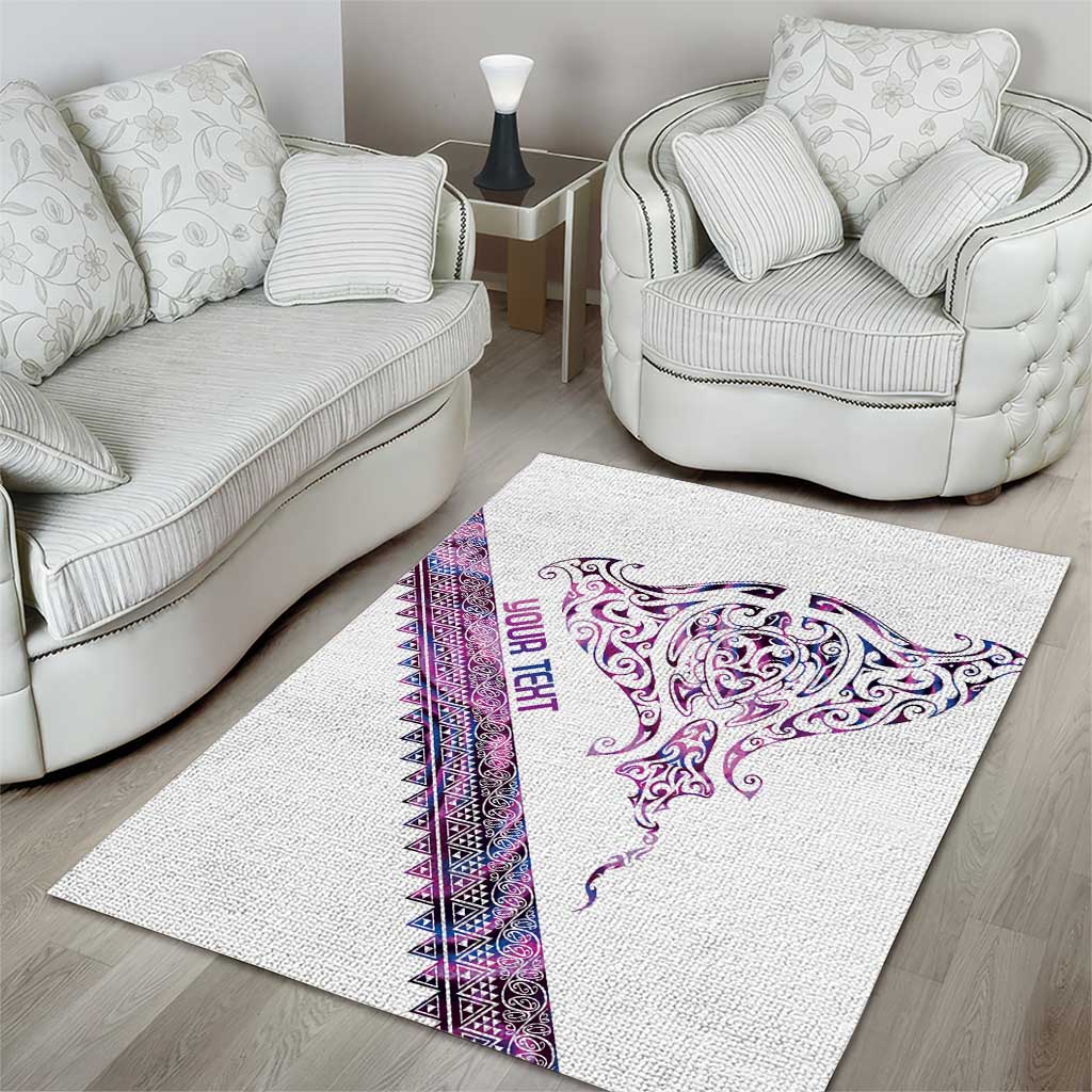 Mawhero Paua shell Kowhaiwhai Taniko Personalised Area Rug Manta Ray Shark-Turtle Maori Tribal Style