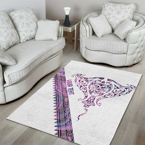 Mawhero Paua shell Kowhaiwhai Taniko Personalised Area Rug Manta Ray Shark-Turtle Maori Tribal Style