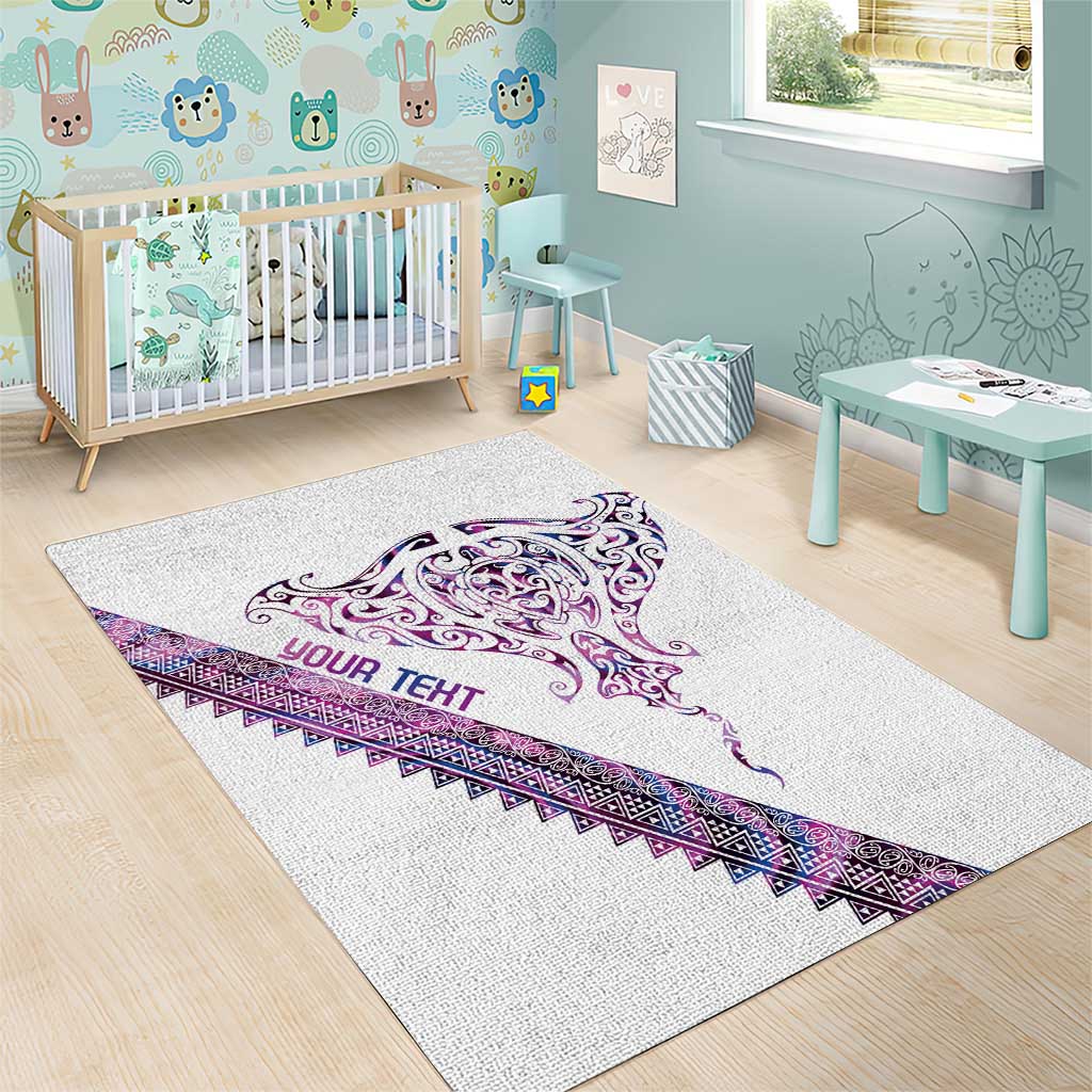 Mawhero Paua shell Kowhaiwhai Taniko Personalised Area Rug Manta Ray Shark-Turtle Maori Tribal Style