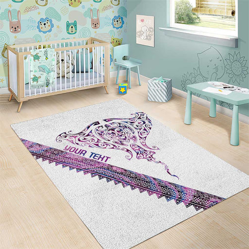 Mawhero Paua shell Kowhaiwhai Taniko Personalised Area Rug Manta Ray Shark-Turtle Maori Tribal Style