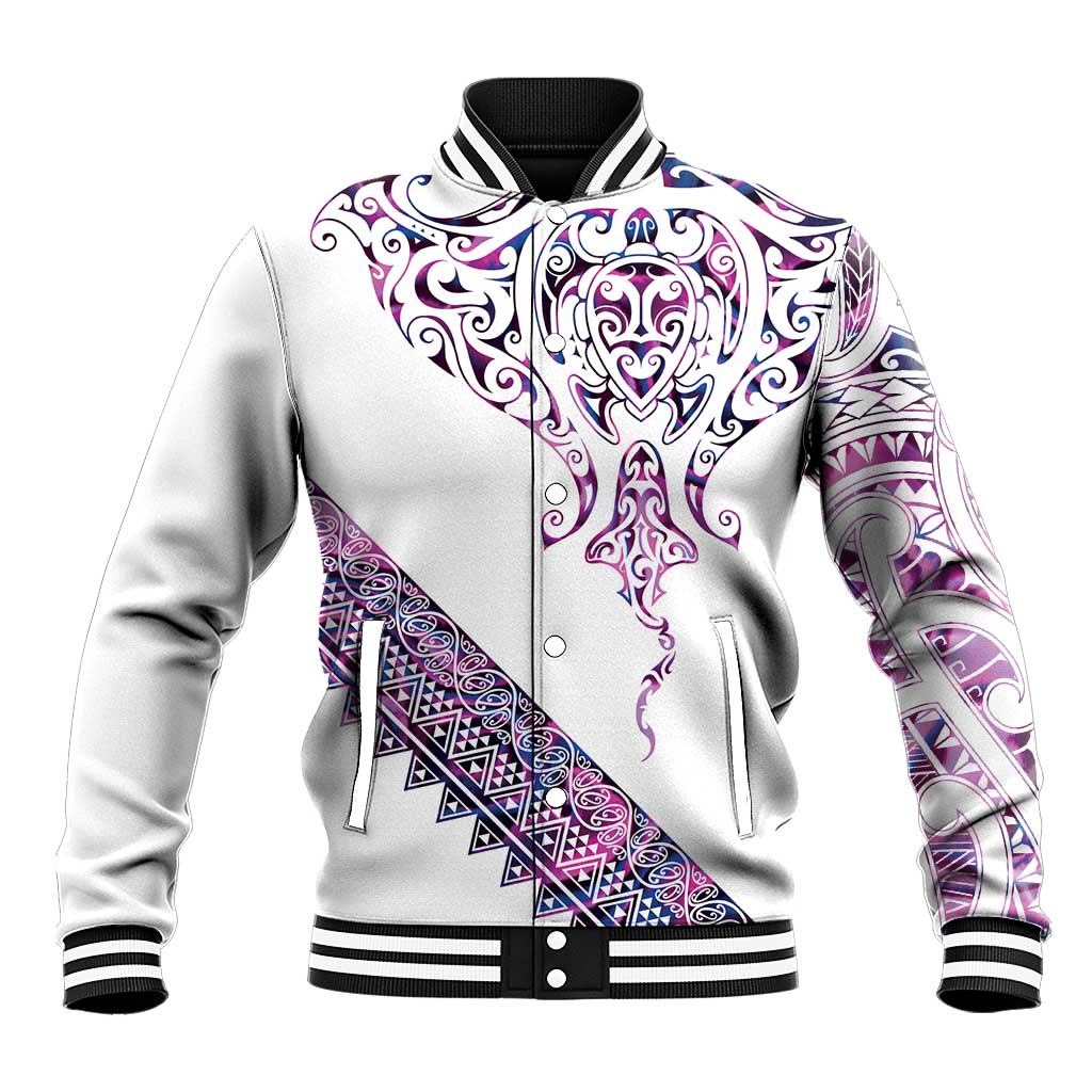 Mawhero Paua shell Kowhaiwhai Taniko Personalised Baseball Jacket Manta Ray Shark-Turtle Maori Tribal Style