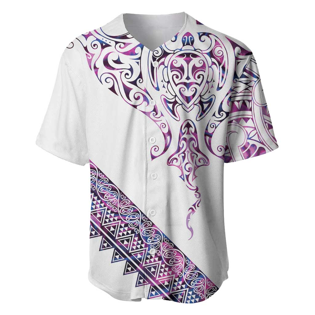 Mawhero Paua shell Kowhaiwhai Taniko Personalised Baseball Jersey Manta Ray Shark-Turtle Maori Tribal Style