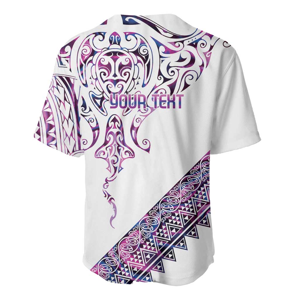 Mawhero Paua shell Kowhaiwhai Taniko Personalised Baseball Jersey Manta Ray Shark-Turtle Maori Tribal Style