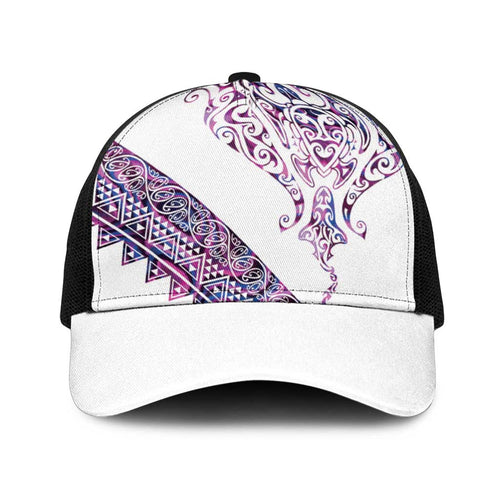 Mawhero Paua shell Kowhaiwhai Taniko Baseball Net Cap Manta Ray Shark-Turtle Maori Tribal Style