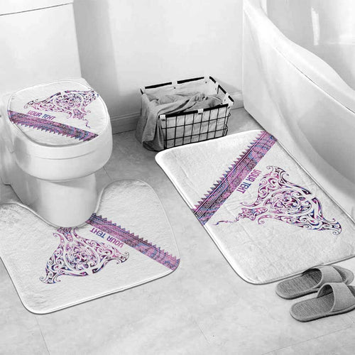 Mawhero Paua shell Kowhaiwhai Taniko Personalised Bathroom Set Manta Ray Shark-Turtle Maori Tribal Style