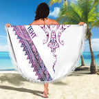 Mawhero Paua shell Kowhaiwhai Taniko Personalised Beach Blanket Manta Ray Shark-Turtle Maori Tribal Style
