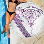 Mawhero Paua shell Kowhaiwhai Taniko Personalised Beach Blanket Manta Ray Shark-Turtle Maori Tribal Style