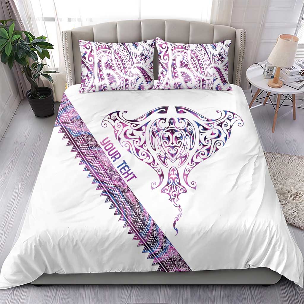 Mawhero Paua shell Kowhaiwhai Taniko Personalised Bedding Set Manta Ray Shark-Turtle Maori Tribal Style