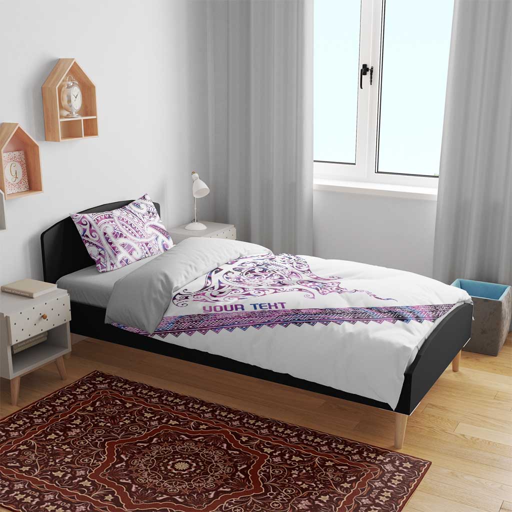 Mawhero Paua shell Kowhaiwhai Taniko Personalised Bedding Set Manta Ray Shark-Turtle Maori Tribal Style
