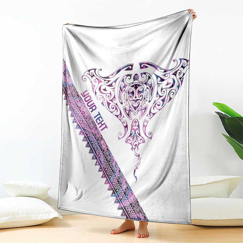 Mawhero Paua shell Kowhaiwhai Taniko Personalised Blanket Manta Ray Shark-Turtle Maori Tribal Style