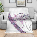Mawhero Paua shell Kowhaiwhai Taniko Personalised Blanket Manta Ray Shark-Turtle Maori Tribal Style