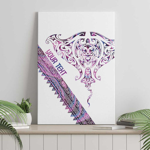Mawhero Paua shell Kowhaiwhai Taniko Personalised Canvas Wall Art Manta Ray Shark-Turtle Maori Tribal Style