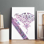 Mawhero Paua shell Kowhaiwhai Taniko Personalised Canvas Wall Art Manta Ray Shark-Turtle Maori Tribal Style