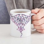 Mawhero Paua shell Kowhaiwhai Taniko Personalised Ceramic Mug Manta Ray Shark-Turtle Maori Tribal Style