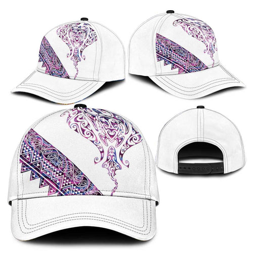 Mawhero Paua shell Kowhaiwhai Taniko Classic Cap Manta Ray Shark-Turtle Maori Tribal Style