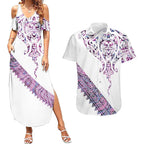 Mawhero Paua shell Kowhaiwhai Taniko Personalised Couples Matching Summer Maxi Dress and Hawaiian Shirt Manta Ray Shark-Turtle Maori Tribal Style