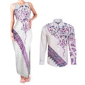Mawhero Paua shell Kowhaiwhai Taniko Personalised Couples Matching Tank Maxi Dress and Long Sleeve Button Shirt Manta Ray Shark-Turtle Maori Tribal Style