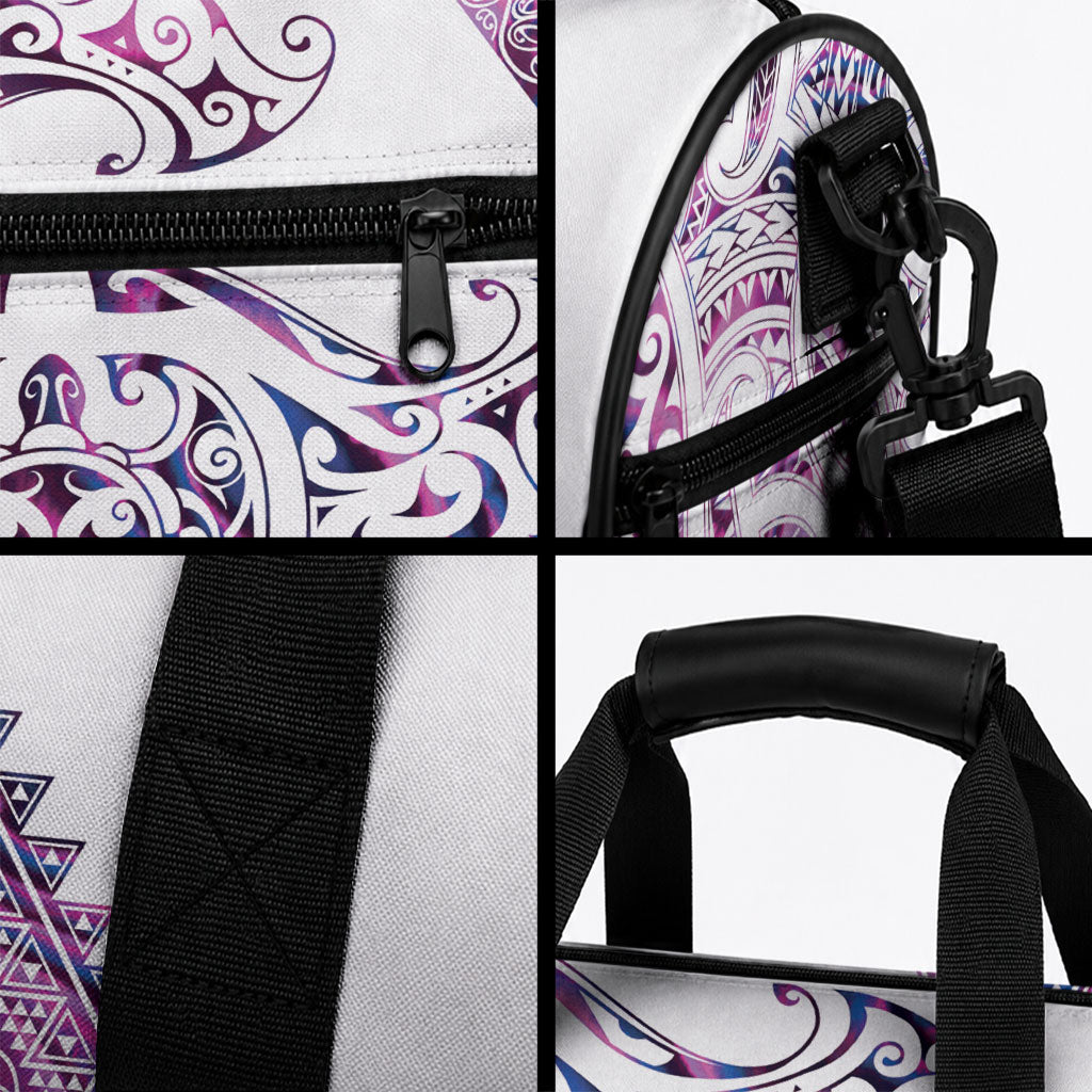 Mawhero Paua shell Kowhaiwhai Taniko Personalised Duffle Bag Manta Ray Shark-Turtle Maori Tribal Style