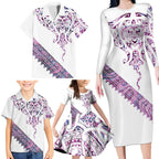 Mawhero Paua shell Kowhaiwhai Taniko Personalised Family Matching Long Sleeve Bodycon Dress and Hawaiian Shirt Manta Ray Shark-Turtle Maori Tribal Style