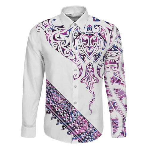 Mawhero Paua shell Kowhaiwhai Taniko Personalised Family Matching Off The Shoulder Long Sleeve Dress and Hawaiian Shirt Manta Ray Shark-Turtle Maori Tribal Style